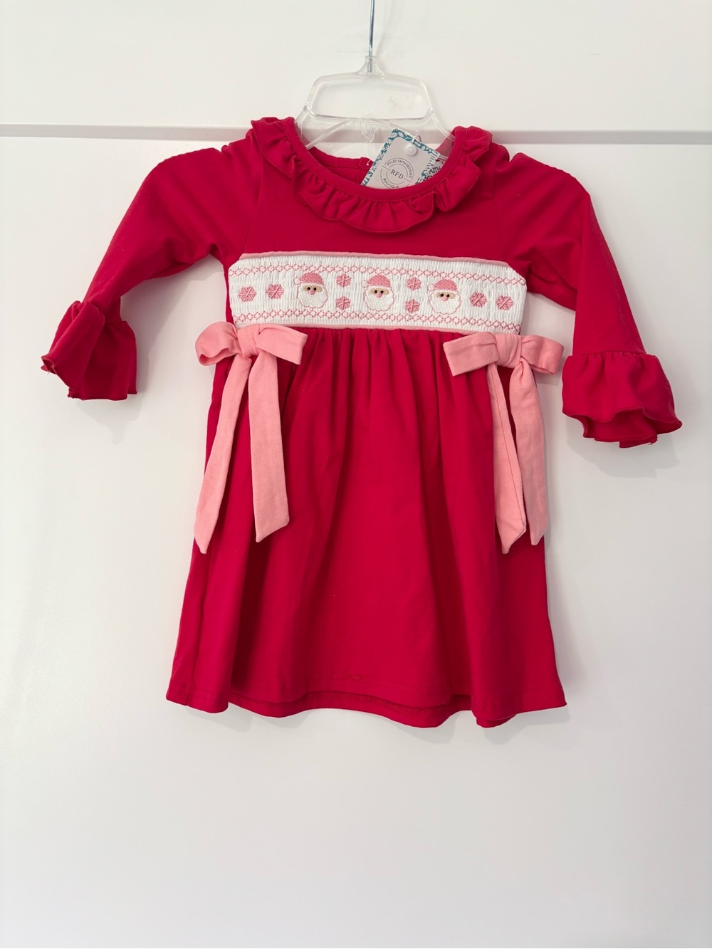 Rylee Faith Designs Santa Claus Smocked Long Sleeve Dress Size 2 NWT